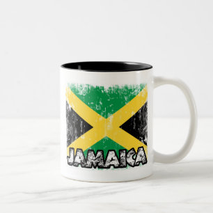 Jamaika - beunruhigte Flaggen-Tasse Zweifarbige Tasse