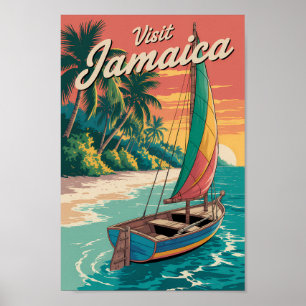 Jamaika Boot Illustration Reise Kunst Vintage Poster