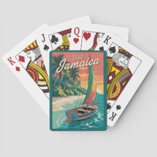 Jamaika Boot Illustration Reise Kunst Vintage Spielkarten