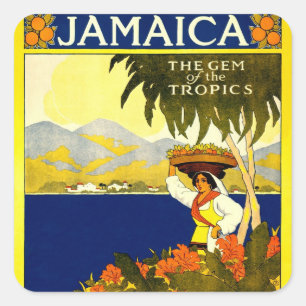 Jamaika das Spiel der Tropen-Reiseplakat 1910 Quadratischer Aufkleber