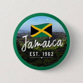 "Jamaika Est. Blaue Berge 1962 mit Flagge Button