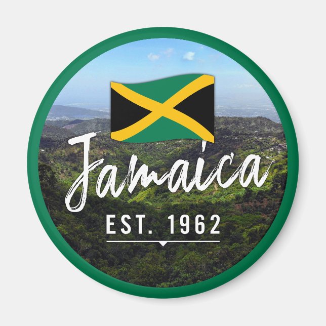 "Jamaika Est. Blaue Berge 1962 mit Flagge Magnet (Vorne)