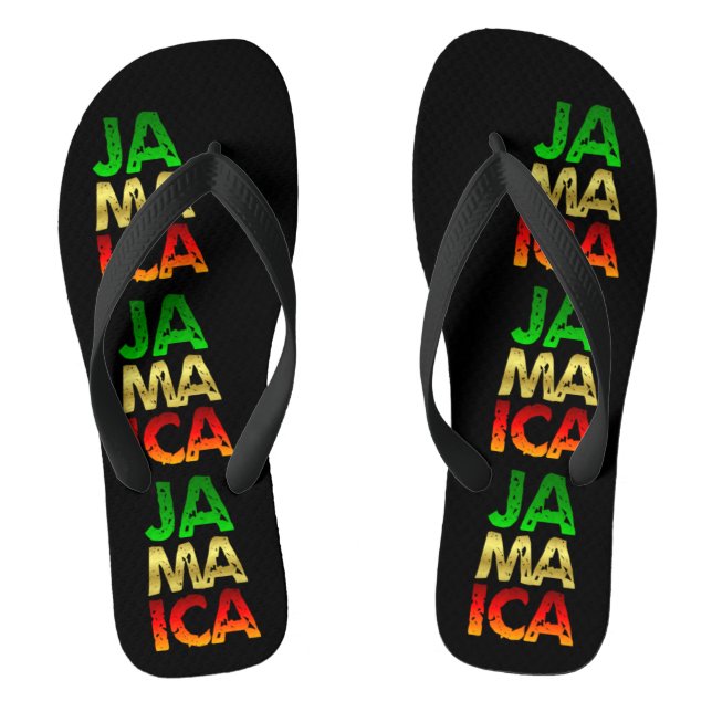 Jamaika-farbige Typografie Flip Flops (Fußbett)