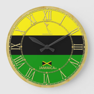 Jamaika färbt Goldrömische Ziffern-moderne Uhr
