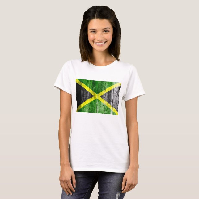 Jamaika Flag Grungy Distressed Board T-Shirt (Vorne ganz)