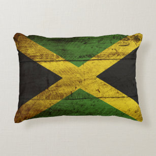 Jamaika-Flagge auf altem hölzernem Korn Zierkissen
