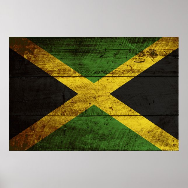 Jamaika-Flagge auf Altholzkorn Poster (Vorne)