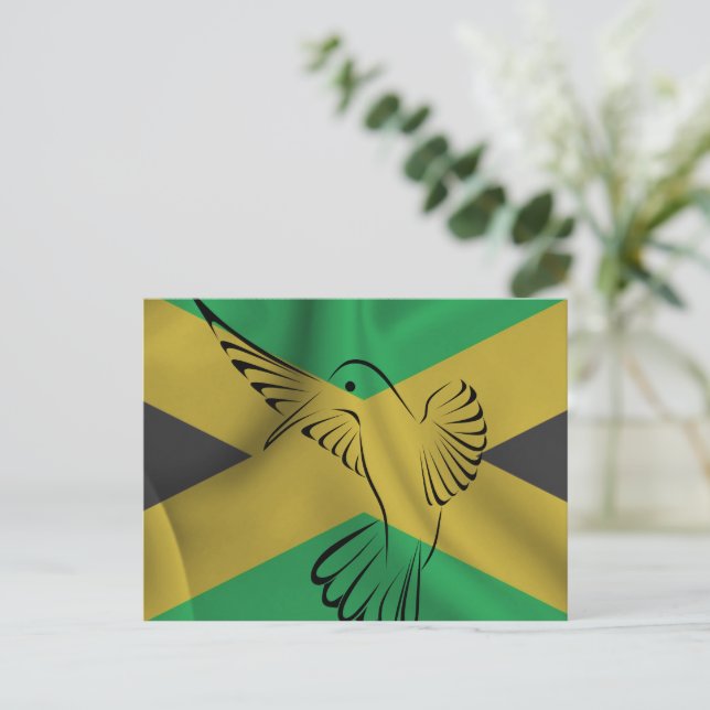 Jamaika-Flagge mit Kolibri Postkarte (Stehend Vorderseite)