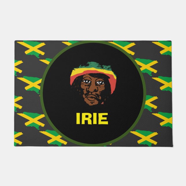 Jamaika-Flagge, Rastafarian-Kopf, Jamaika Fußmatte (Vorderseite)