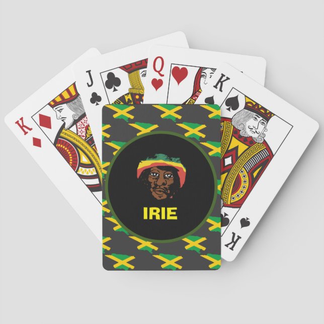 Jamaika-Flagge, Rastafarian-Kopf, Jamaika Spielkarten (Rückseite)