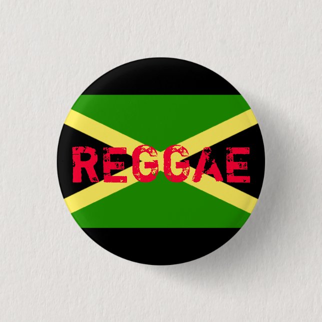 Jamaika-Flagge, REGGAE Button (Vorderseite)