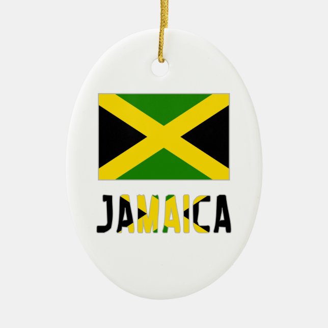 Jamaika-Flagge und Wort Keramik Ornament (Vorne)