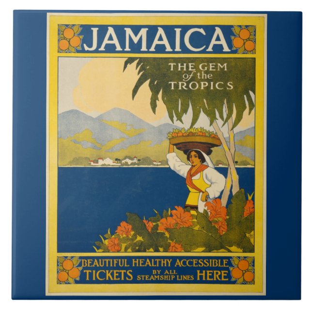 Jamaika - Gedicht der Tropen (Vintage Poster) Fliese (Vorderseite)