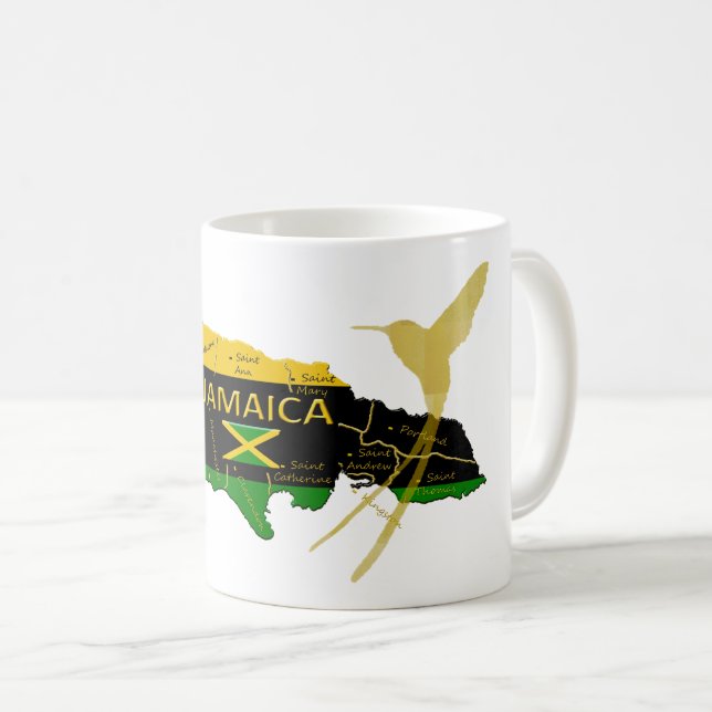Jamaika-Gemeinde-Farbgoldsummenvogel-Tasse Kaffeetasse (VorderseiteRechts)