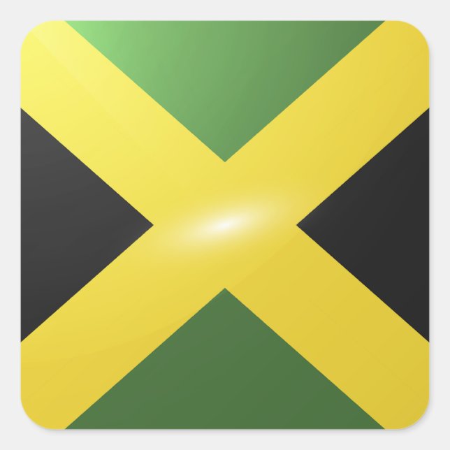 Jamaika-Hochglanzflagge Quadratischer Aufkleber (Vorderseite)
