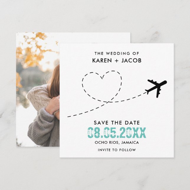 Jamaika Hochzeit in Urlaubsort Foto Save the Date (Vorne/Hinten)