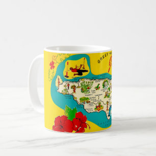 Jamaika illustrierte Karten-Postkarten-Tasse Kaffeetasse
