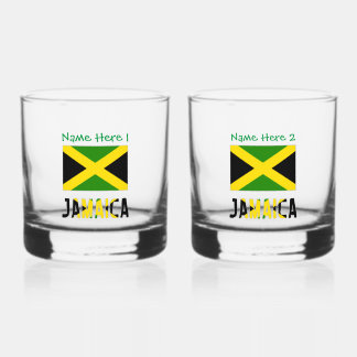 Jamaika Jamaica Flag Green Personalisierung Whiskyglas