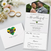 Jamaika Jamaica Flag Heart Modern Foto Wedding