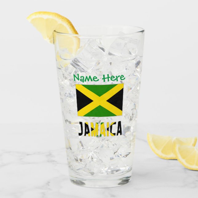 Jamaika Jamaika Flag Green Personalization Drink Glas (Vorderseite Ice)