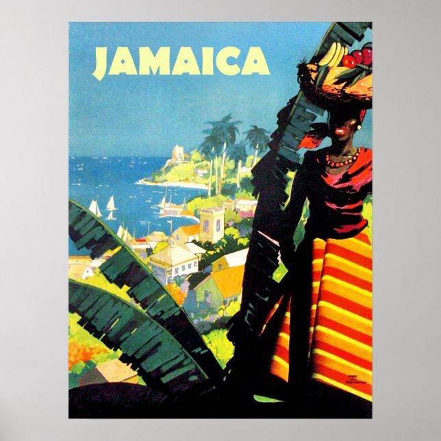 Jamaika, Jamaikanerin mit Obstkorb auf dem Kopf Poster (Vorne)