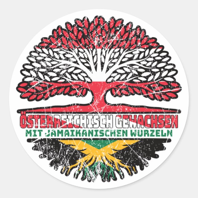 Jamaika Jamaikanisch Österreichisch Runder Aufkleber (Vorderseite)