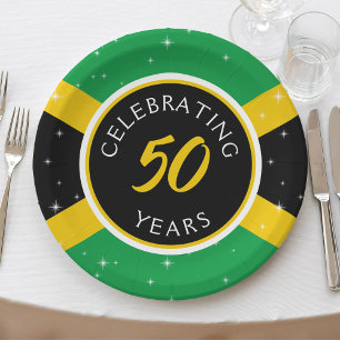 Jamaika Jamaikanische Flagge 50 Jahr Geburtstag Ja Pappteller