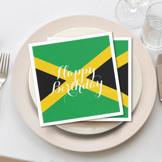 Jamaika Jamaikanische Flagge Happy Birthday Party Serviette (Jamaica Jamaican flag happy birthday napkins)