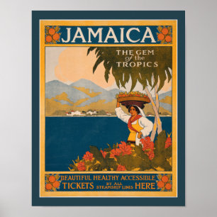 Jamaika Juwel der Tropen 1910 Nouveau Reise Poster