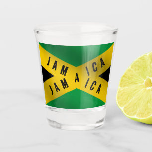 Jamaika Kaution Tape Green Gold Jamaikanische Flag Schnapsglas