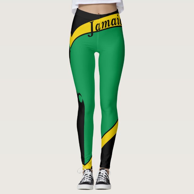 Jamaika Leggings mit grüner, goldener und schwarze (Vorderseite)