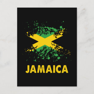 Jamaika Retro-Aquarellbild Jamaika-Flagge Postkarte