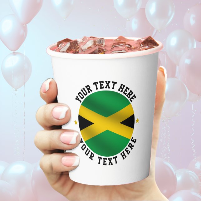 Jamaika-Rundtext Jamaikanische Flagge Pappbecher (Jamaica Jamaican flag party paper cup)