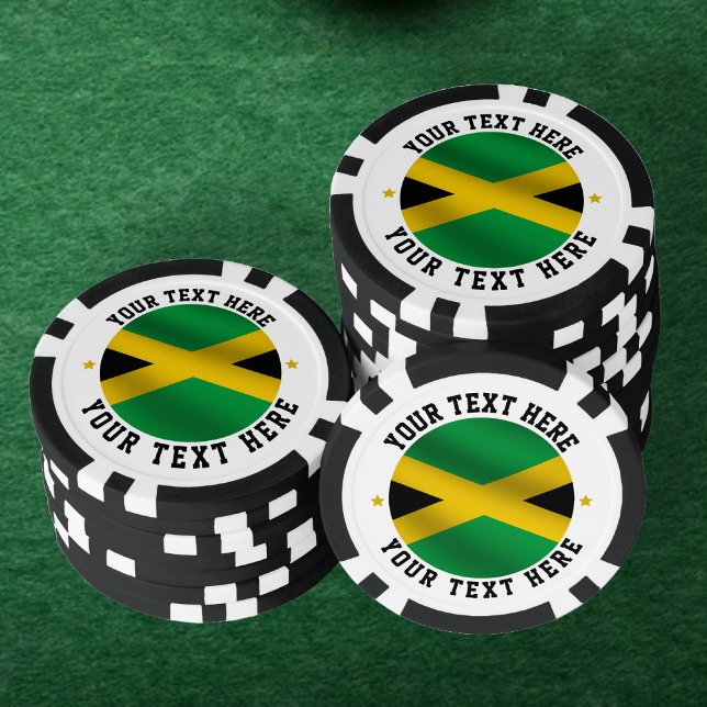 Jamaika-Rundtext Jamaikanische Flagge Pokerchips (Jamaica Round Text Jamaican Flag Poker Chips)