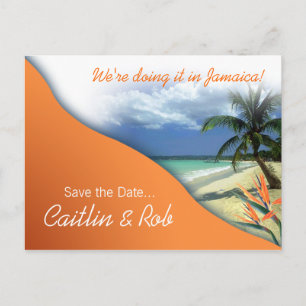 Jamaika Save the Date (Papaya-Orange) Ankündigungspostkarte