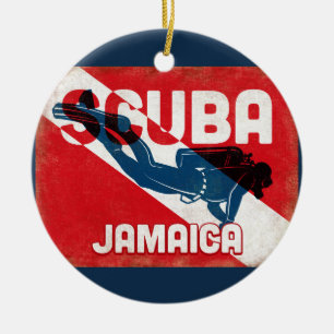 Jamaika-Sporttaucher - blaues Retro Keramik Ornament