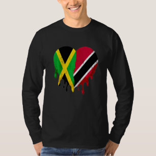 Jamaika Trinidad und Tobago Flagge Herz Patriot T-Shirt