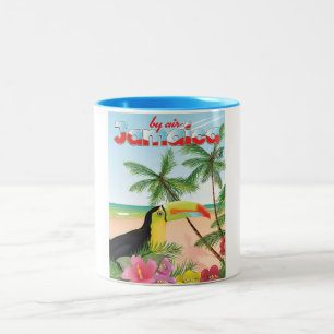 Jamaika-Tukan-Strandposter Zweifarbige Tasse