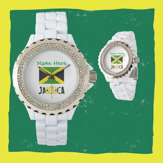Jamaika und Jamaika fahnen grüne Personalisierung Armbanduhr (Von Creator hochgeladen)