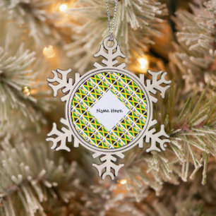 Jamaika und Jamaika-Flagge gekachelt personalisier Schneeflocken Zinn-Ornament