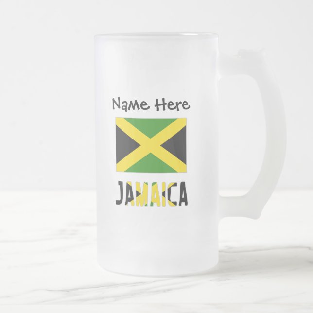 Jamaika und Jamaika-Flagge mit Ihrem Namen Mattglas Bierglas (Rechts)