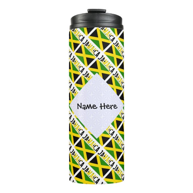 Jamaika und Jamaika-Flagge mit Ihrem Namen Thermosbecher (Vorderseite)