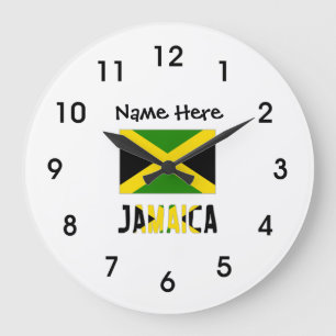 Jamaika und jamaikanische Flagge mit Ihrem Namen Große Wanduhr