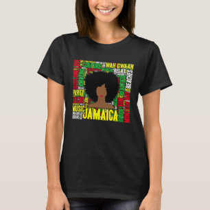 Jamaika-Urlaub Afro-Frau Wortkunst T-Shirt