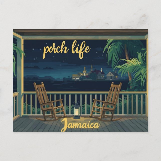Jamaika Veranda Leben Abend  Postkarte (Vorderseite)