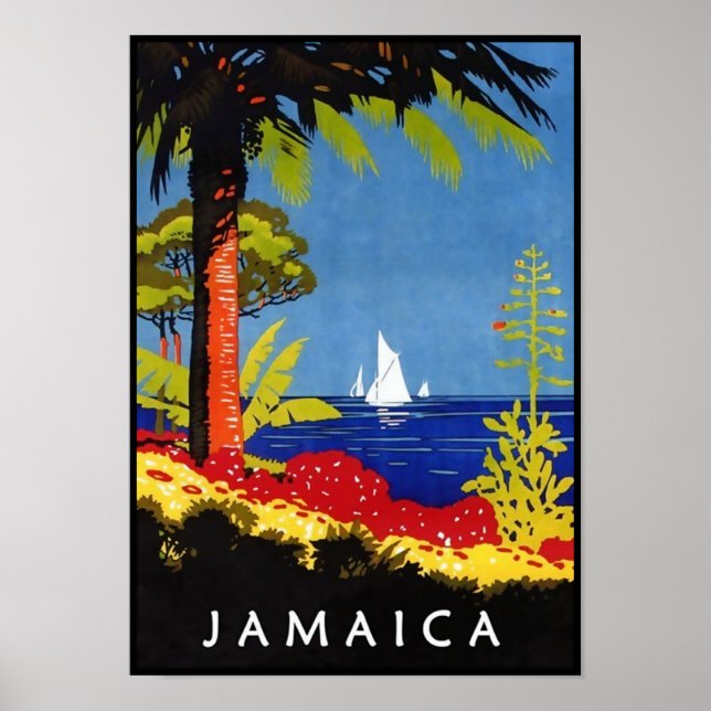 Jamaika Vintag Retro Art Deco Reiseplaner Poster (Vorne)