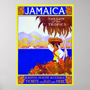 Jamaika ~ Vintages Reise-Segeltuch Poster
