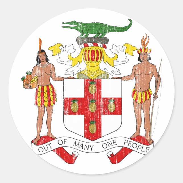 Jamaika-Wappen Runder Aufkleber (Vorderseite)