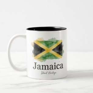 Jamaika-Wasserfarbenflagge Karibisches Erbe Zweifarbige Tasse