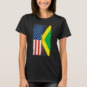 Jamaikaner Roots Usa Flaggenerbe Hälfte Jamaica Am T-Shirt